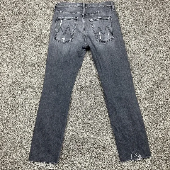 Mother Jeans Womens 26 The Scrapper Cuff Ankle Fray Distressed Black Fade USA - Picture 9 of 13